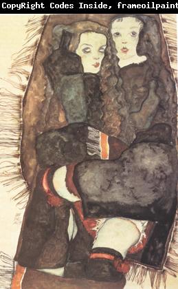 Egon Schiele Two Girls on Fringed Blanket (mk12)